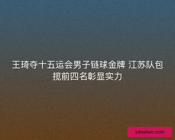 王琦夺十五运会男子链球金牌 江苏队包揽前四名彰显实力