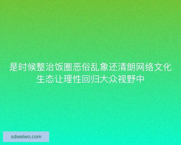 是时候整治饭圈恶俗乱象还清朗网络文化生态让理性回归大众视野中