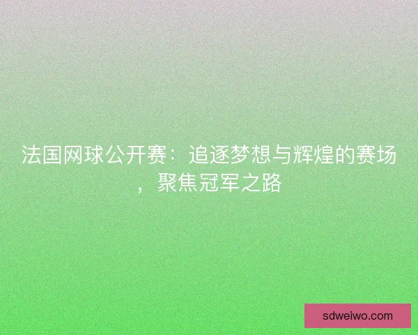 法国网球公开赛:追逐梦想与辉煌的赛场,聚焦冠军之路 法国网球公开赛:追逐梦想与辉煌的赛场,聚焦冠军之路