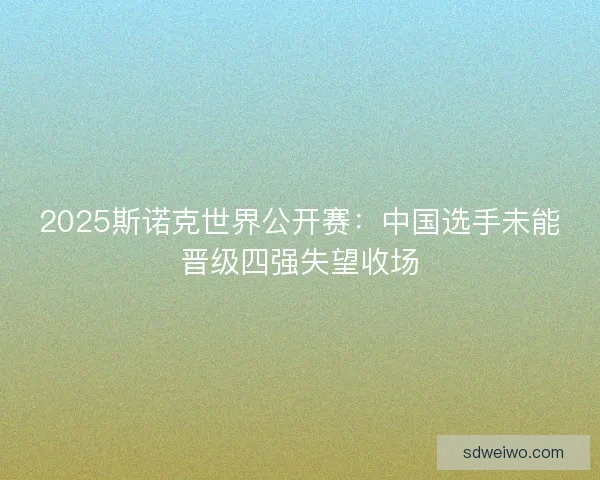 2025斯诺克世界公开赛：中国选手未能晋级四强失望收场