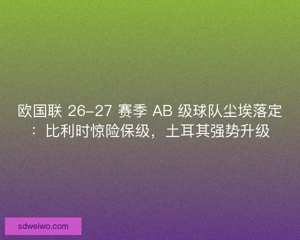 欧国联 26-27 赛季 AB 级球队尘埃落定：比利时惊险保级，土耳其强势升级